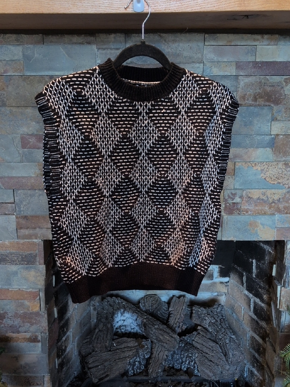 Youth Sleeveless Knit Sweater Vest - Black & Cream